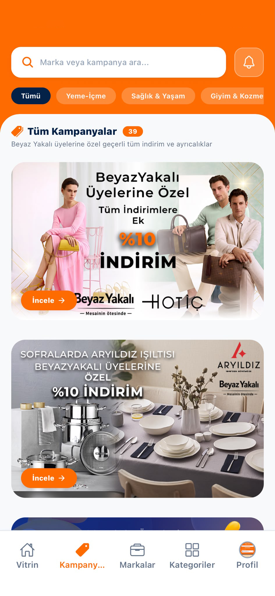 Beyaz Yakalı Kampanyalar Ekranı